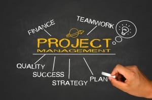 project management concept on blackboard
